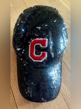 MLB Cleveland Indians Black Sequin Hat